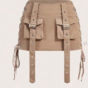 Khaki Mini Skirt W straps